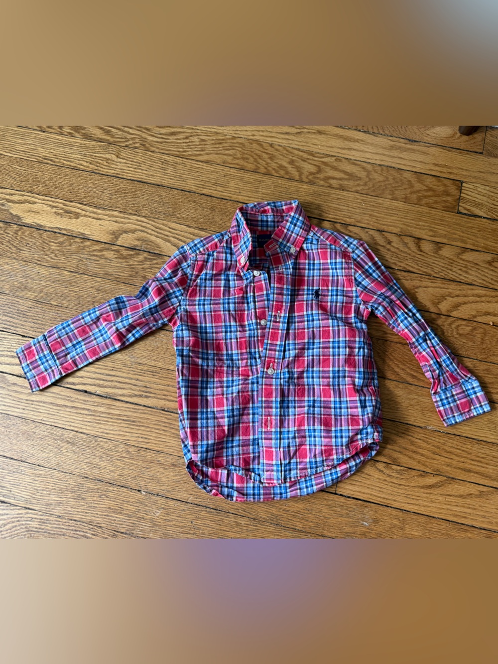 Ralph Lauren Red & Blue Plaid Button-Down Shirt - Size 2